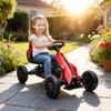 HOMCOM Gokartas, vaikiška transporto priemonė su reguliuojama sėdyne, minamas automobilis su rankiniu stabdžiu, pedalinis automobilis vaikams nuo 3-8 metų