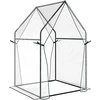 Outsunny plėvelinis šiltnamis, šiltnamis, šiltadaržis su dvigubomis durimis, vėjui atsparus pomidorų namelis, augalų namelis sodui, PE, skaidrus, 90 x 90 x 145 cm