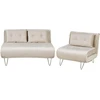Sofa Beliani 3 vietų poilsio komplektas VESTFOLD, veliūrinis, smėlio spalvos