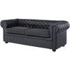 Sofa Beliani 4 asmenų poilsio baldų komplektas CHESTERFIELD, natūrali oda, juoda spalva