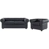 Sofa Beliani 4 asmenų poilsio baldų komplektas CHESTERFIELD, natūrali oda, juoda spalva