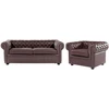 Sofa Beliani 4 vietų poilsio komplektas CHESTERFIELD natūralios odos, rudas
