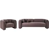 Sofa Beliani 4 vietų svetainės baldų komplektas LEIREN, veliūras, tamsiai rudas