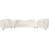Sofa Beliani 5 vietų svetainės baldų komplektas VELTADA veliūrinis, kreminės spalvos