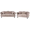Sofa Beliani 5 vietų svetainės baldų komplektas SKIEN, veliūras, smėlio ir juodos spalvos