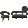 Sofa Beliani ILBRO svetainės baldų komplektas, boucle audinys, juodas / tamsiai rudas