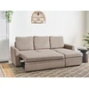 Sofa Beliani Išskleidžiamas kampas NASSJO, 3 vietų, sintetinis linas, šviesiai rudas, su daiktadėže, kairinis