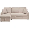 Sofa Beliani Išskleidžiamas kampas NASSJO, 3 vietų, sintetinis linas, šviesiai rudas, dešininis