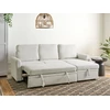 Sofa Beliani Išskleidžiamas kampas NASSJO Len syntetyczny, 3 vietų, šviesiai smėlio spalvos, kairinis