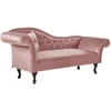 Sofa Beliani Kairysis gultas LATTES, veliūrinis, rožinis