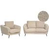 Sofa Beliani Trijų vietų poilsio baldų komplektas KJAER Boucle šviesiai smėlio spalvos