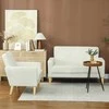 Sofa HOMCOM 2 vietnams., Dviguolis su kaučiuko medienos kojomis, minkštas svetainės, miegamojo, kremas baltas
