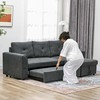 HOMCOM 3 vietų sofa su lovos funkcija, kampinė sofa su šezlongu, minkšta sofa, tamsiai pilka