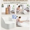 HOMCOM modernus fotelis su fliso apmušalu, jaukus minkštas fotelis svetainei, miegamajam, namų biurui, kreminė balta