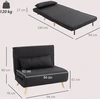 HOMCOM miegamasis fotelis, 2 viename išskleidžiama sofa su lovos funkcija, dekoratyvinė pagalvėlė, sulankstomas fotelis su reguliuojamu atlošu, lino išvaizda, poilsio fotelis iki 350 kg svetainei, juodas | Aosom