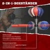 SPORTNOW bokso maišas, bokso stovas su bokso kriauše, refleksinė stangos rankena, 1,63–2,05 m reguliuojamo aukščio pastatoma bokso kriaušė su taikiniu, HDPE, dirbtinė oda
