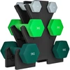 SPORTNOW hantelių rinkinys, 6 hanteliai su stovu, 2 x 1kg, 2 x 3kg, 2 x 5kg metalinis hantelių komplektas fitnesui, mankštai ir namams