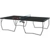 SPORTNOW lauko stalo teniso stalas, sulankstomas stalo teniso stalas su tinkleliu, ratukais, 2 stalo teniso lazdomis ir 3 kamuoliukais, plieno, juodas, 274 x 152,5 x 76 cm