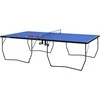 SPORTNOW lauko stalo teniso stalas, sulankstomas stalo teniso stalas su tinkleliu, ratukais, 2 stalo teniso lazdomis, 3 kamuoliukais, plieno, mėlynas, 274x152,5x76cm