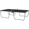 SPORTNOW lauko stalo teniso stalas, sulankstomas stalo teniso stalas su tinkleliu, ratukais, 2 stalo teniso lazdomis ir 3 kamuoliukais, plieno, juodas, 274 x 152,5 x 76 cm