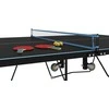 SPORTNOW lauko stalo teniso stalas, sulankstomas stalo teniso stalas su tinkleliu, ratukais, 2 stalo teniso lazdomis ir 3 kamuoliukais, plieno, juodas, 274 x 152,5 x 76 cm