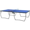 SPORTNOW lauko stalo teniso stalas, sulankstomas stalo teniso stalas su tinklu, ratukais, 2 stalo teniso raketėmis, 3 kamuoliukais, plieno, mėlynas, 274x152,5x76 cm