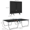 SPORTNOW lauko stalo teniso stalas, sulankstomas stalo teniso stalas su tinkleliu, ratukais, 2 raketėmis ir 3 kamuoliukais, plieno, juodas, 274 x 152,5 x 76 cm