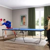 SPORTNOW lauko stalo teniso stalas, sulankstomas stalo teniso stalas su tinklu, ratukais, 2 stalo teniso raketėmis, 3 kamuoliukais, plieno, mėlynas, 274x152,5x76 cm