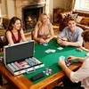 SPORTNOW pokerio rinkinys lagamine, 300 žetonų, 11,5 g, pilnas komplektas, su užraktu, 2 kortų kaladės, 5 kauliukai, dalintojo ir aklų statymų mygtukai, sidabrinis