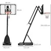 SPORTNOW reguliuojamo aukščio krepšinio stovas 293-350 cm, mobilus krepšinio stovas su plienine konstrukcija