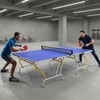 SPORTNOW stalo teniso stalas, ketvirtadaliu sulankstomas, su tinkleliu, 2 raketėmis, 3 kamuoliukais, mėlynas