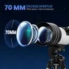 Teleskopas, 70 mm objektyvas, 5x24 didinimas, reguliuojamas trikojis, sidabrinės spalvos, Outsunny