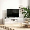 TV staliukas HOMCOM TV spintelė su 2 durelėmis, stalčiumi, 160 cm ilgio, televizoriams iki 65 colių, balta