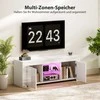 TV staliukas HOMCOM TV komoda su LED apšvietimu, 2 durelės, stiklinė lentyna, kabelių angos, svetainei, medžio drožlių plokštė, balta