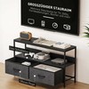 TV staliukas su 2 stalčiais, atvira niša, skirta televizoriams iki 47 colių, 98 x 29 x 56 cm, Juoda+Tamsiai pilka