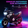 Vaikiškas elektrinis motociklas 18-36 mėnesių vaikams, transporto priemonė su pagalbiniais ratukais, šviesomis, muzika, plastikas, plienas, juodas