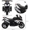 Vaikiškas elektrinis motociklas HOMCOM, šviesos ir garsai, 3 km/h, įkraunamas, plastikas ir metalas, juoda/balta