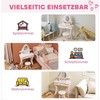 Vaikiškas tušalinis staliukas, kėdė, stalčius, nuimamas veidrodis, vaikiškas rašomasis stalas su 7 priedais, 2-in-1 dizainas, MDF, Rožinis