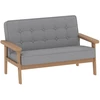 Vaikiškas fotelis, dvivietė vaikiška sofa su mediniu rėmu, pilka, 3-15 metų vaikams