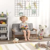 Vaikiškas fotelis, dvivietė vaikiška sofa su mediniu rėmu, pilka, 3-15 metų vaikams