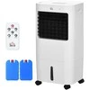 Ventiliatorius HOMCOM 3 in 1 mobilusis oro kondicionierius su drėkinimo vandens aušinimu 15L 60° svyruojantis oro kondicionierius 65W oro aušintuvas su 8 val. laikmačiu, nuotolinio valdymo pultas, naudingas plotas 20 ㎡ Balta 32 x 37 x 69 cm