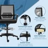 Vinsetto biuro kėdė Ergonomiška rašomojo stalo kėdė su reguliuojamu pėdos žiedu, juosmens atrama, reguliuojamo aukščio pasukama kėdė su tinkliniu atlošu, sūpynės funkcija, kompiuterio kėdė, juoda