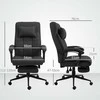 Vinsetto biuro kėdė ergonomiška rašomojo stalo kėdė su atlošimo funkcija, galvos atrama, porankiais, reguliuojamo aukščio pasukama kėdė su pakoju, lino imitacija, juoda