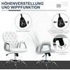 Biuro kėdė Vinsetto, ergonomiška darbo kėdė su porankiais, paminkštintas atlošas, reguliuojamo aukščio kompiuterio kėdė su dirbtinės odos apdaila, sukamoji kėdė namų biurui, balta