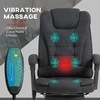 "Vinsetto" biuro kėdė su masažo funkcija, ergonomiška darbo kėdė su atlošimo ir šildymo funkcija, reguliuojamo aukščio kompiuterio kėdė su atrama kojoms, šonine kišene ir nuotolinio valdymo pulteliu, juoda