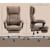 Vinsetto ergonomiška biuro kėdė su 5 masažo režimais, reguliuojamu atlošu, galvos atrama, kojų atrama, aukščiu reguliuojama, besisukanti, su nuotolinio valdymo pultu, lino audinio išvaizdos, ruda