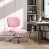 Vinsetto biuro kėdė, ergonomiška darbo kėdė, reguliuojamo aukščio kompiuterio kėdė be porankių, besisukanti kėdė, aksominė, rožinė