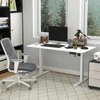 "Vinsetto" reguliuojamo aukščio rašomasis stalas 140x70 cm Elektrinis kompiuterio stalas 4 atminties Ergonominė sėdynė Stovintis rašomasis stalas Kabliukas nuo susidūrimo Baltas