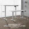 Vinsetto elektrinis reguliuojamo aukščio rašomasis stalas 140x70cm, kompiuterio stalas su 4 atminties nustatymais, ergonomiškas stovimas stalas su kabliuku ir apsauga nuo susidūrimo, baltas