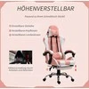 "Vinsetto" žaidimų kėdė, kompiuterio kėdė, ergonomiška biuro kėdė su galvos atlošu, juosmens pagalvėle, reguliuojamo aukščio, 360° pasukama rožinė+balta